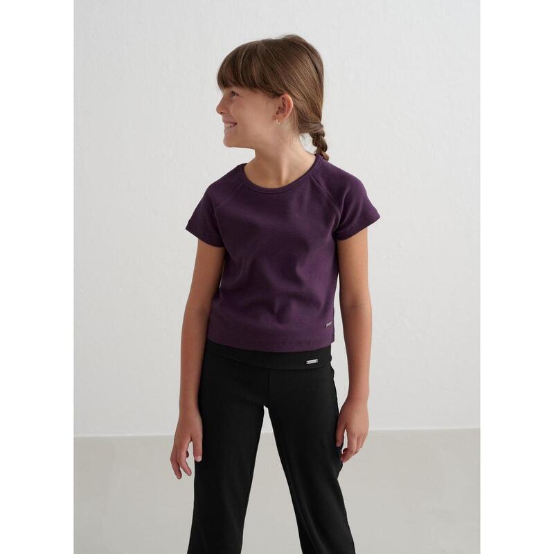 T-shirt Young Ease Ribbed Korte Mouw Yoga Meisjes Midnight Plum aim'n