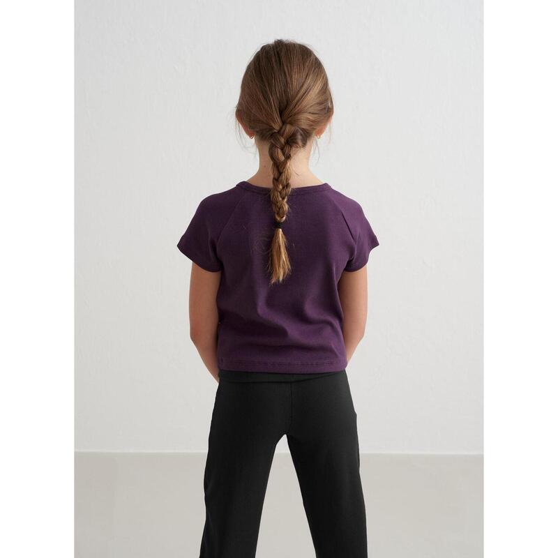 T-shirt Young Ease Ribbed Korte Mouw Yoga Meisjes Midnight Plum aim'n