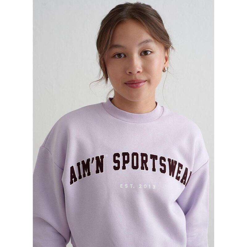 Sweatshirt Young Sweat Varsity Filles Gym Lavande Pâle aim'n