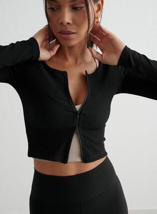 Damen Strickjacke mit Reißverschluss Gerippt Schnelltrocknend Kirsche