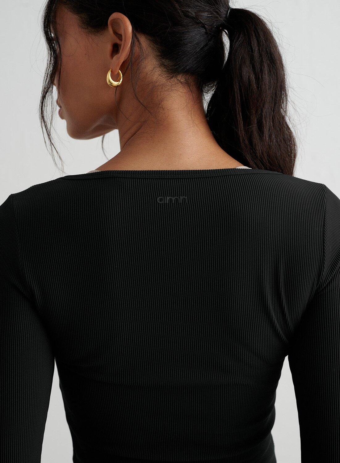 Dames Yoga Vest Geribbelde Sneldrogend Zwart 6/6
