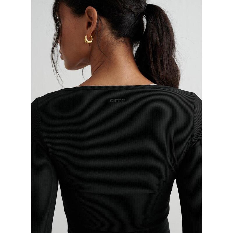 Cardigan de yoga pour femme Côtelé Séchage rapide Noir