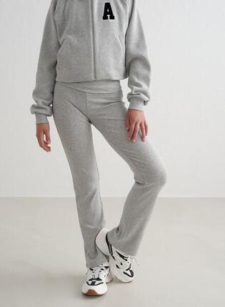 Fille Pantalon Côtelé Léger Gris Mélange