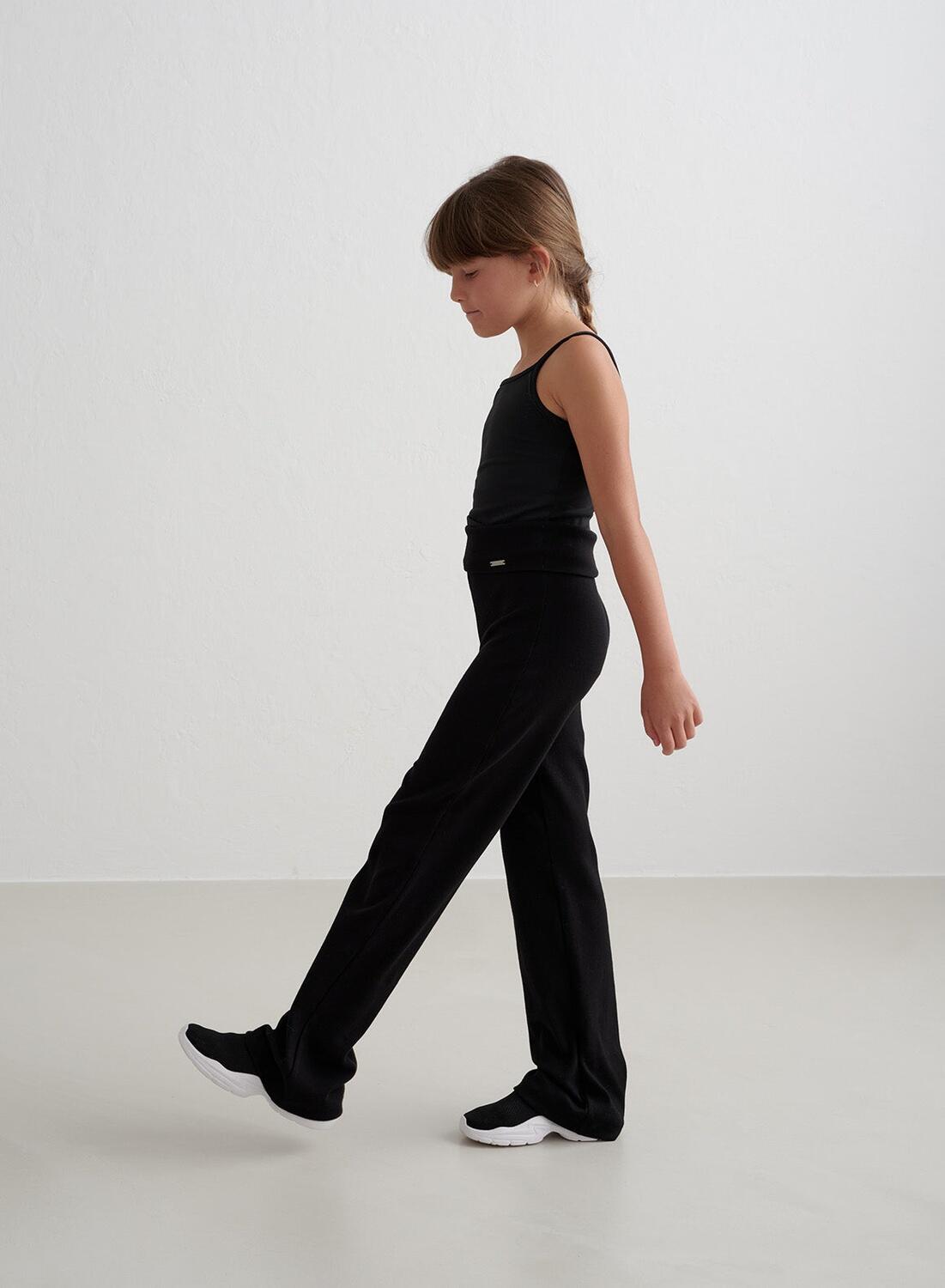 Meisjes Broek Geribbelde Lichtgewicht Zwart 6/6