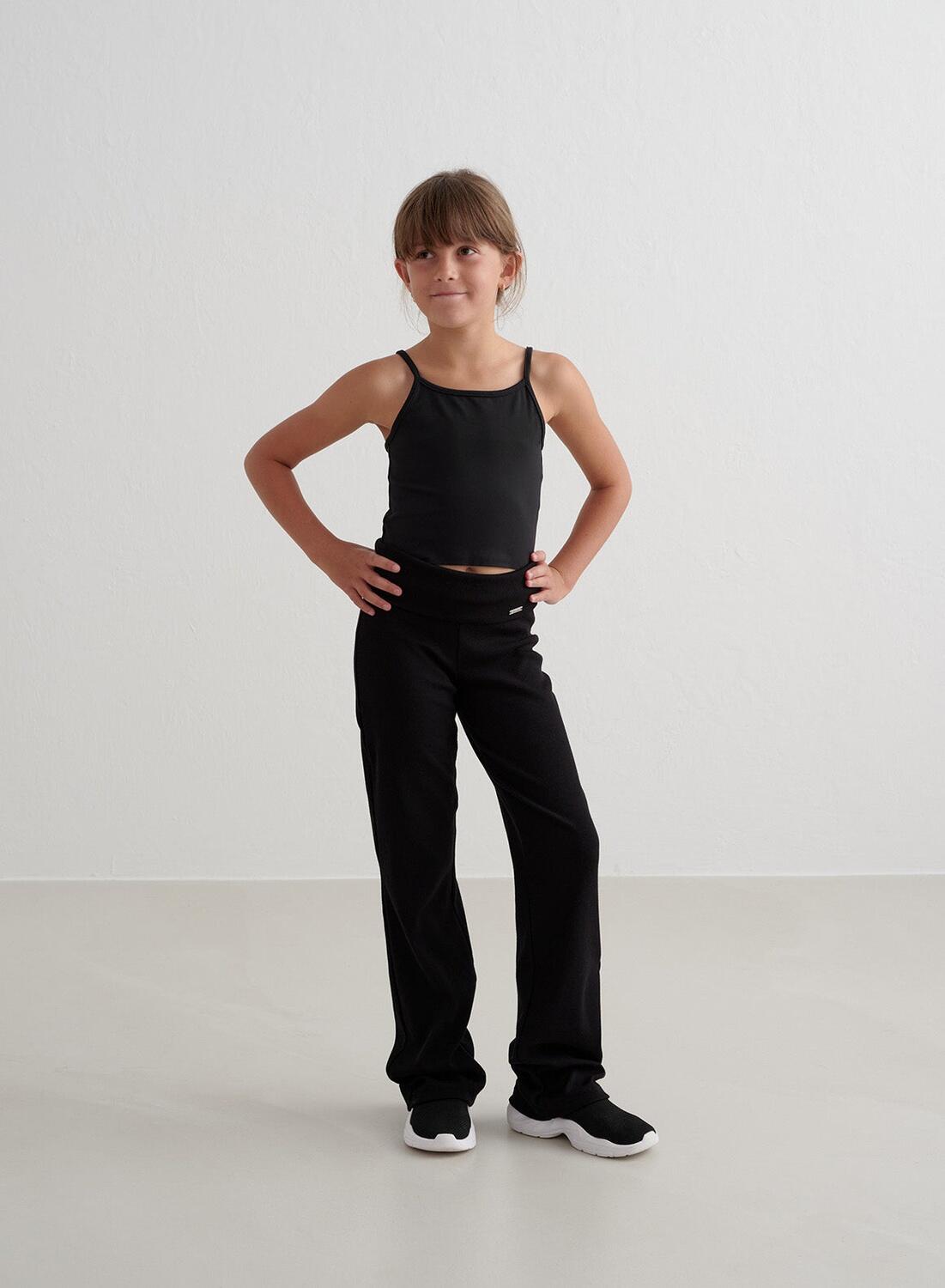 Meisjes Broek Geribbelde Lichtgewicht Zwart 4/6