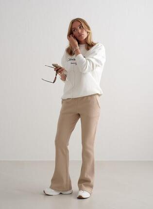 Damen Sweatpants mit Schlag Beige