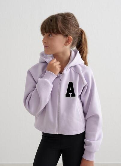 Fille Sweat à Capuche Zippé Lilas Clair