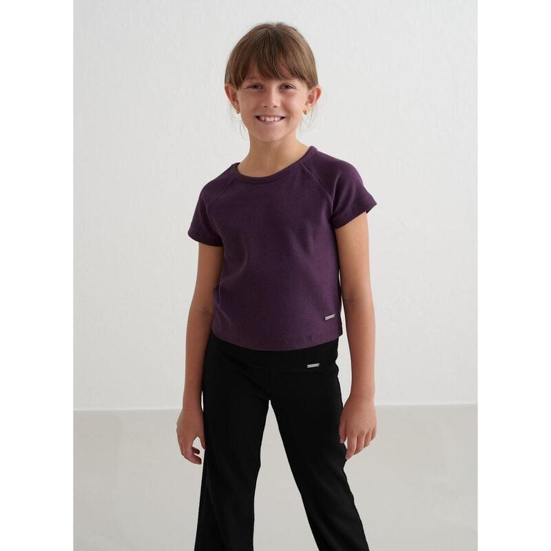 T-shirt Young Ease Ribbed Korte Mouw Yoga Meisjes Midnight Plum aim'n