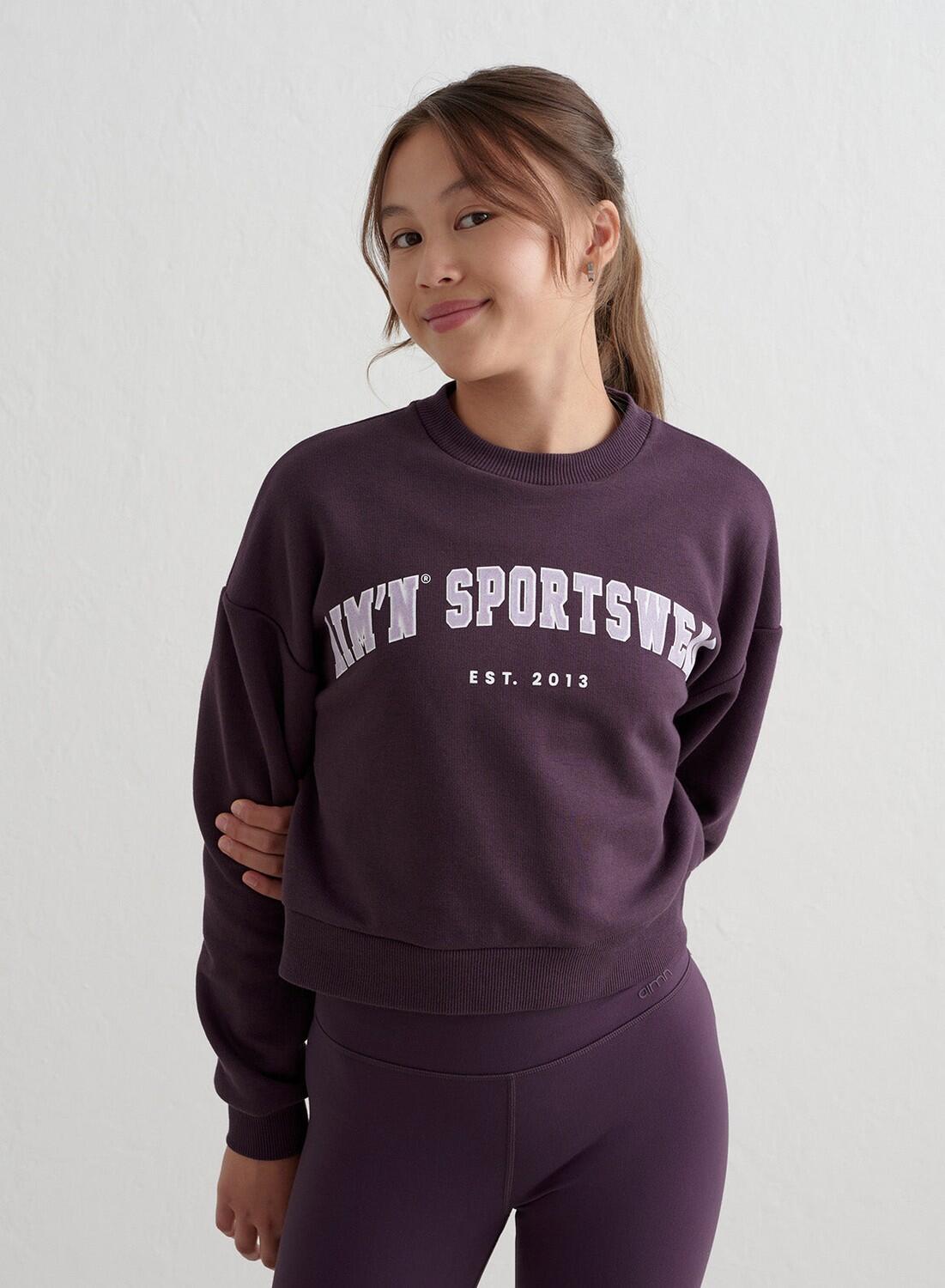 AIM'N Meisjes Sweatshirt Varsity Donkerpaars