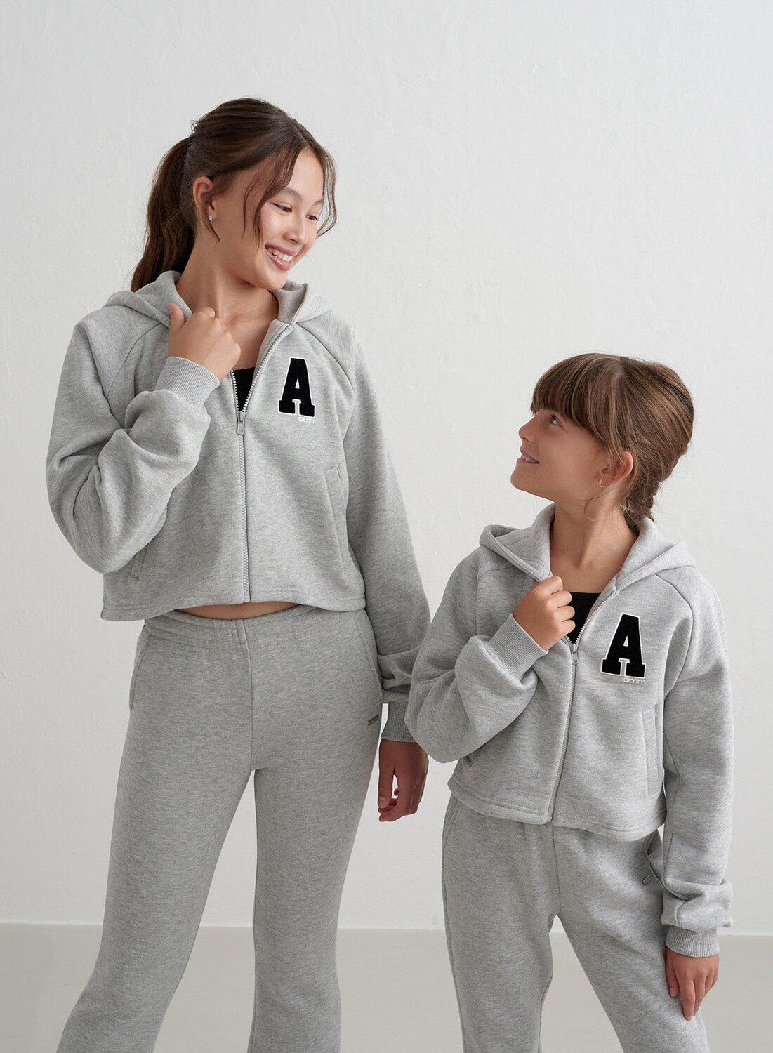 Meisjes Hoodie met Ritssluiting Grijs Gemêleerd 5/7