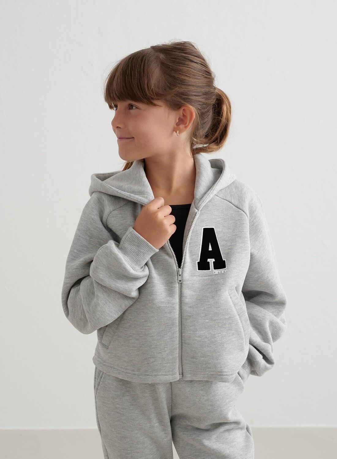 Meisjes Hoodie met Ritssluiting Grijs Gemêleerd 6/7