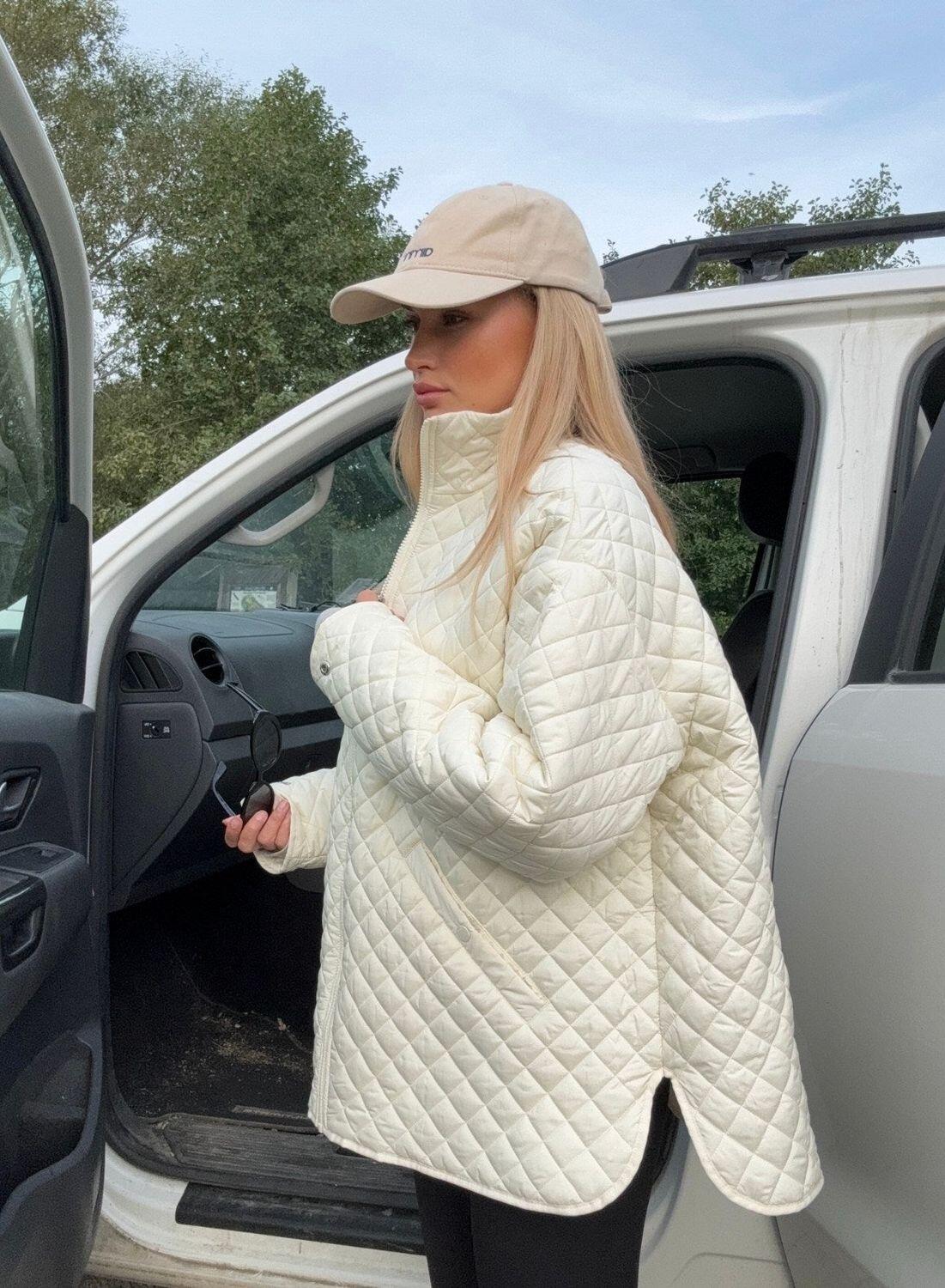 Femme Veste Déperlante Oversize Matelassée Blanc d'Amande 7/7