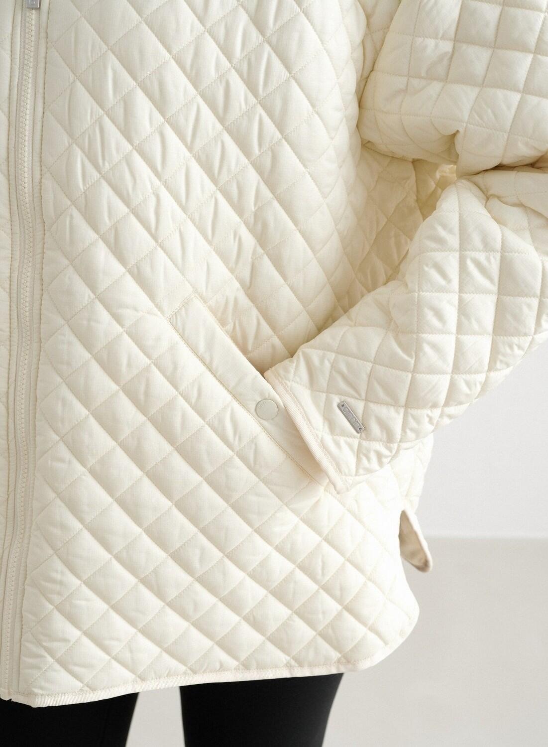 Femme Veste Déperlante Oversize Matelassée Blanc d'Amande 5/7