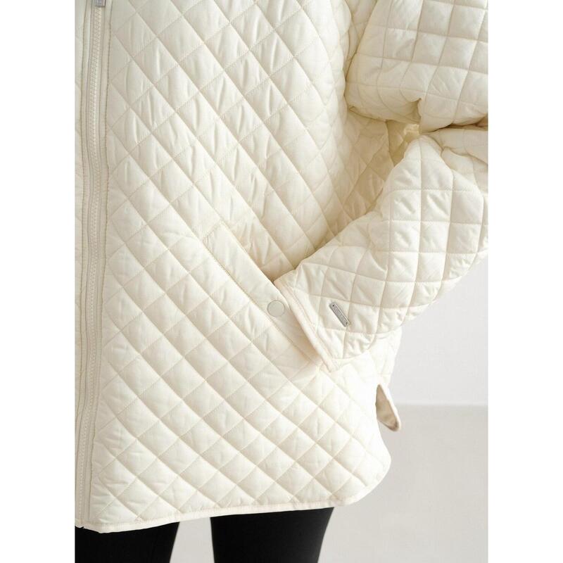 Jas Oversized Quilted Outdoor Casual Dames Amandel Wit aim'n