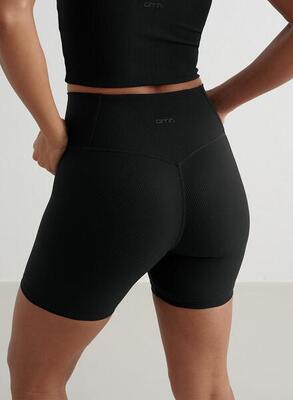 Damen Shorts Midi Gerippt Schnelltrocknend Schwarz