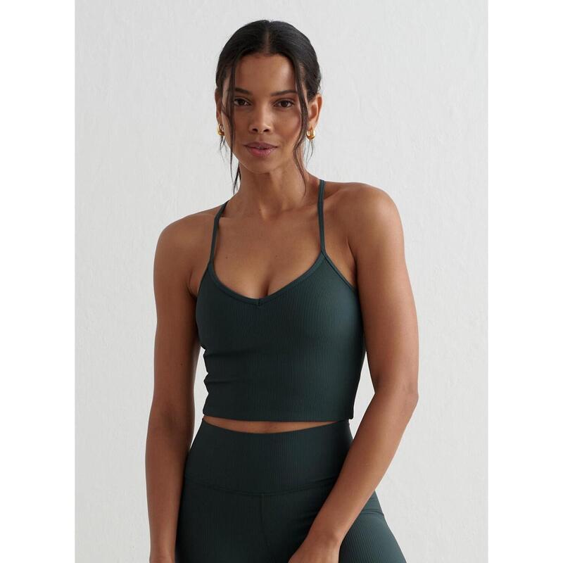 Sportbeha geribbeld Performance Bralette Yoga Diep Emerald aim'n