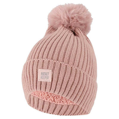Heatkeeper - thermo muts + pompon dames - roze - 2-paar