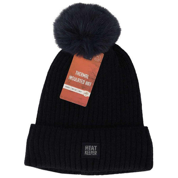 Heatkeeper - Thermo muts + pompon dames - Navy - 2-Paar