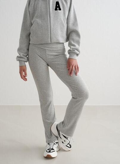 Fille Pantalon Côtelé Léger Gris Mélange