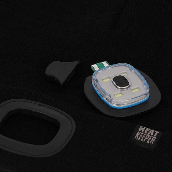 Bonnet thermique + lumière LED hommes - Noir - 2-Pieces 3/4