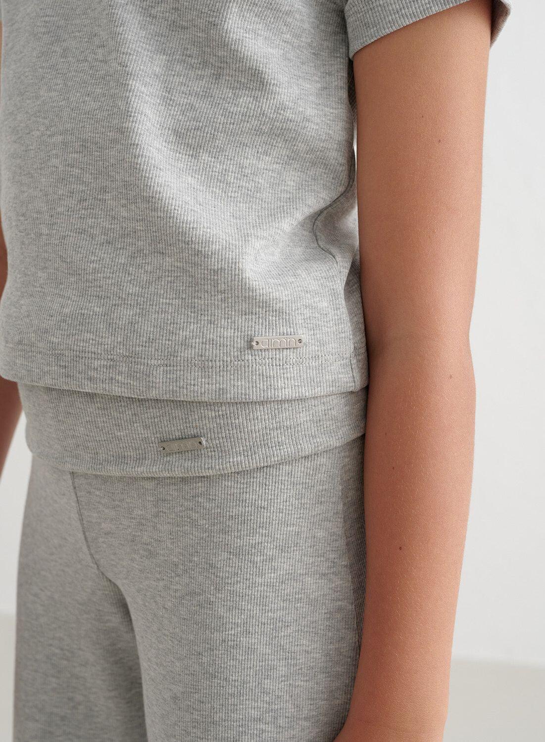 Fille T-shirt à manches courtes Côtes Poids Lumière Gris Mélange 4/6
