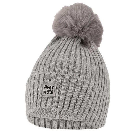 Heatkeeper - Thermo muts + pompon dames - Grijs - 4-Paar