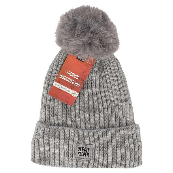 Heatkeeper - Cappello termico + pompon da donna - Grigio - Taglia unica - 2 3/3