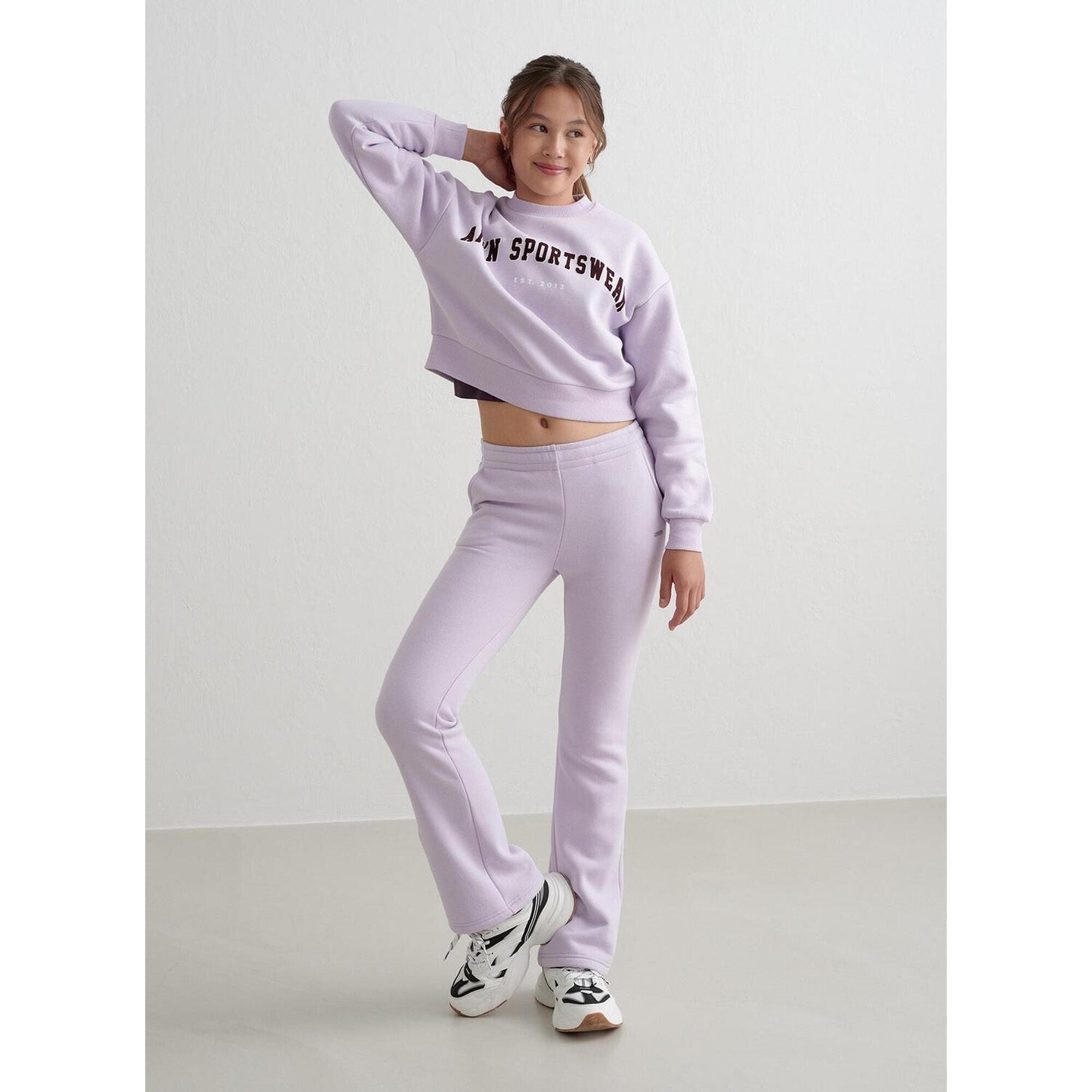 Aim'n - Fille Pantalon De Survêtement Évasé Lilas Clair - Pantalons - Mauve|rose - 10 À 12 Ans - Decathlon