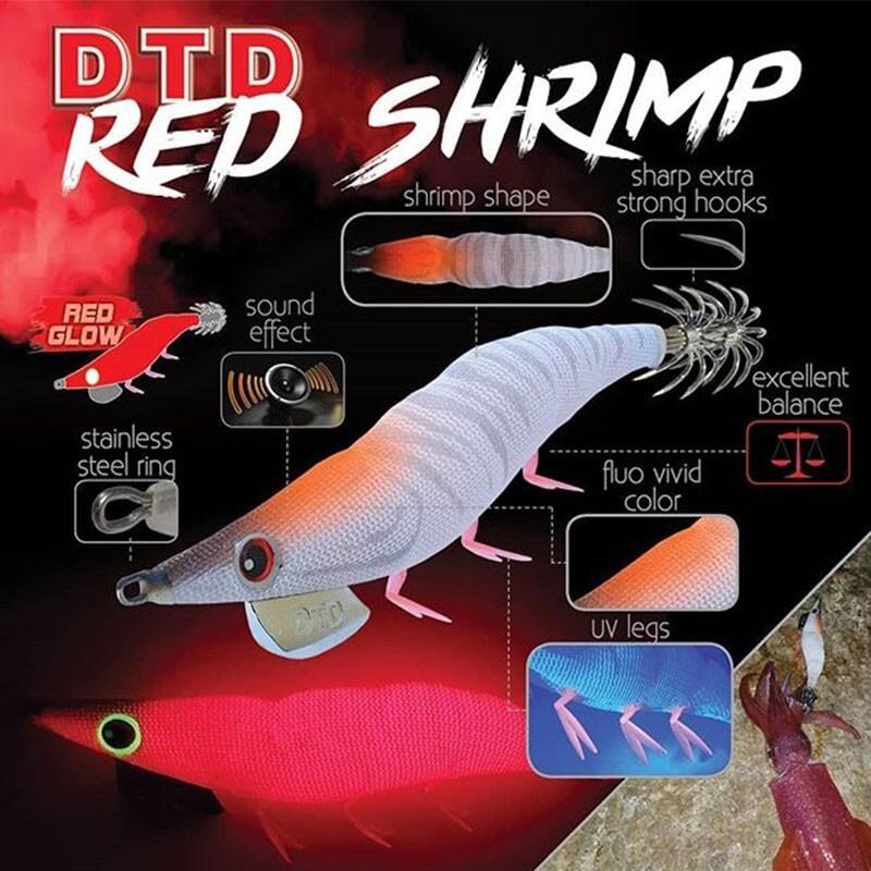 Squid Eging DTD RED SHRIMP|COLOR BLUE|EGI 3.0|BODY RED LUMINOUS 3/3