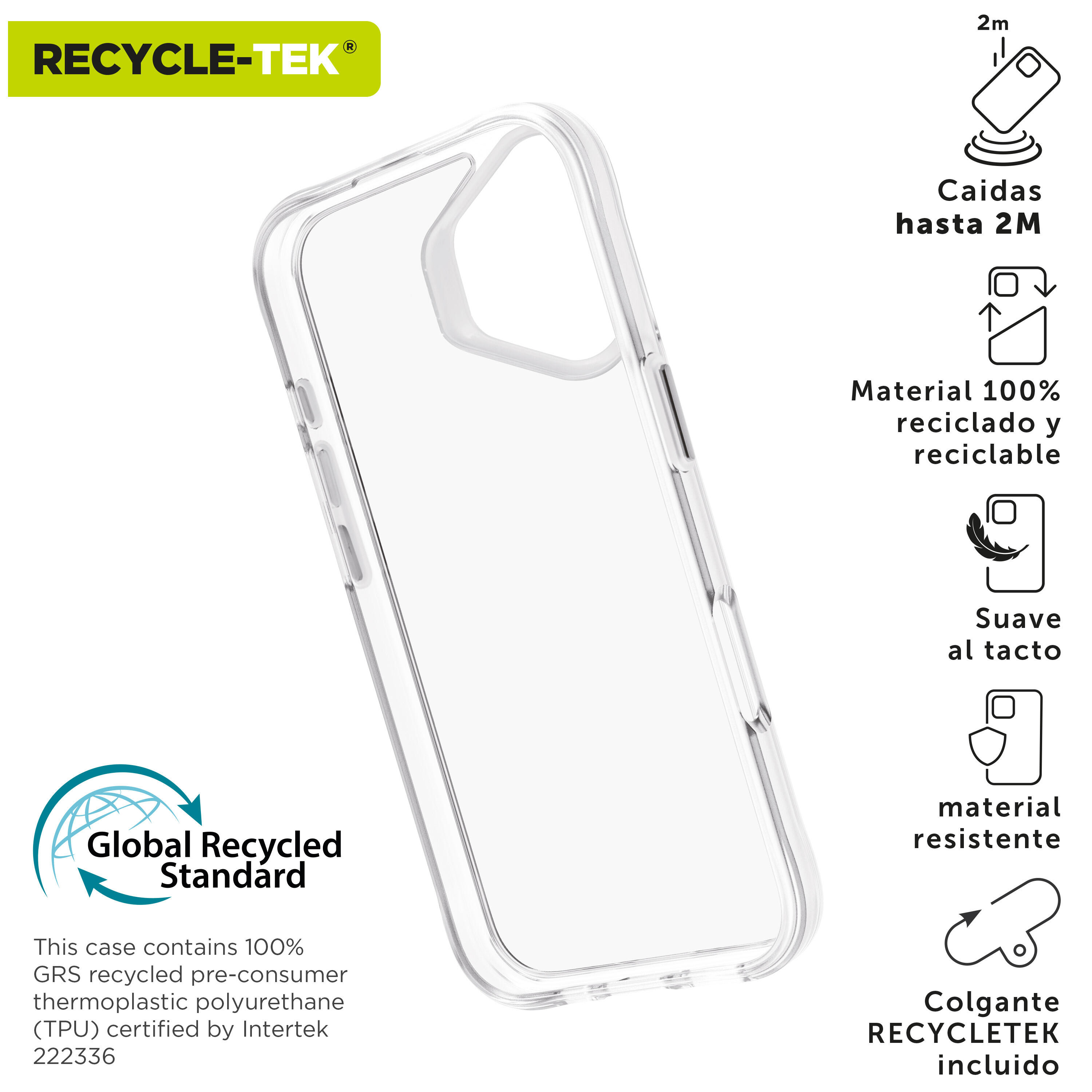 muvit for change funda shockproof 2m compatible con Apple iPhone 16 transparente 2/4