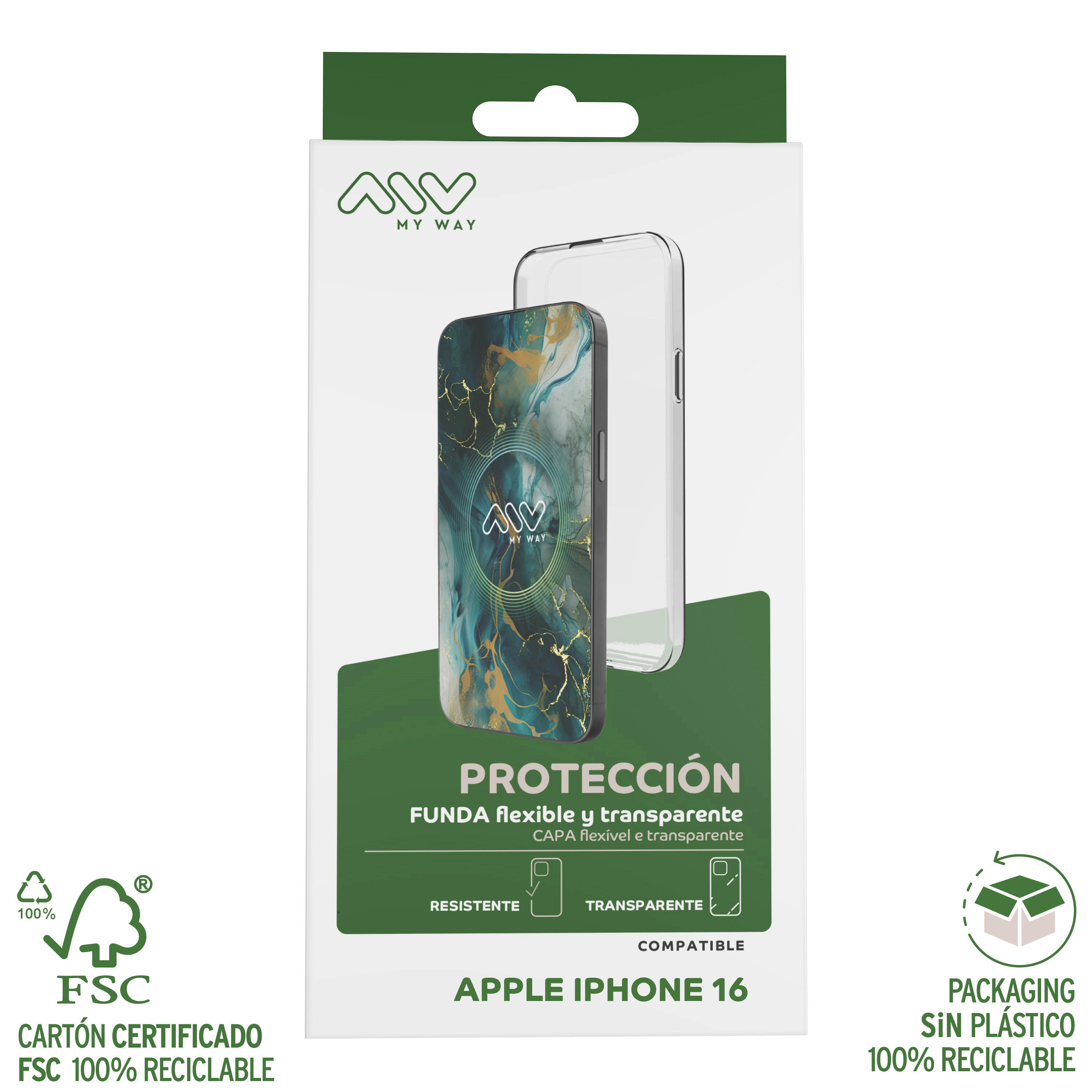 myway funda compatible con Apple iPhone 16 transparente 4/4