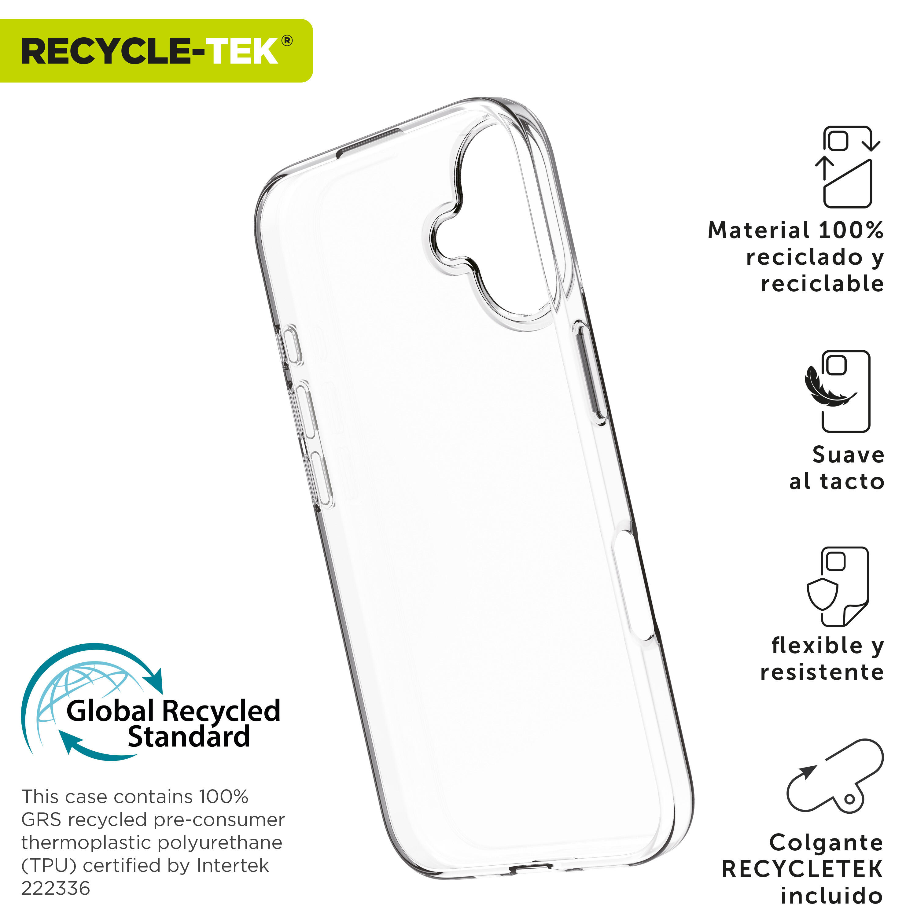 Funda recycletek compatible con Apple iPhone 16 transparente 3/3