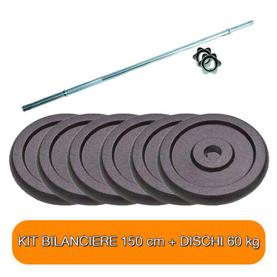 Kit Bilanciere Pesi 150 cm + 60 kg diametro 25 mm