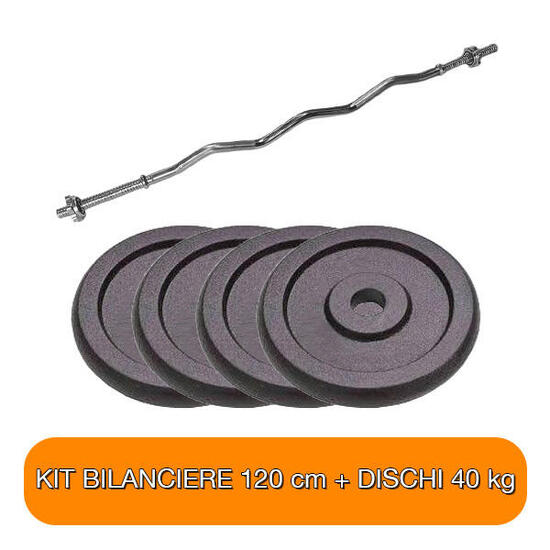 Kit Bilanciere Pesi 120 cm + 40 kg diametro 25 mm