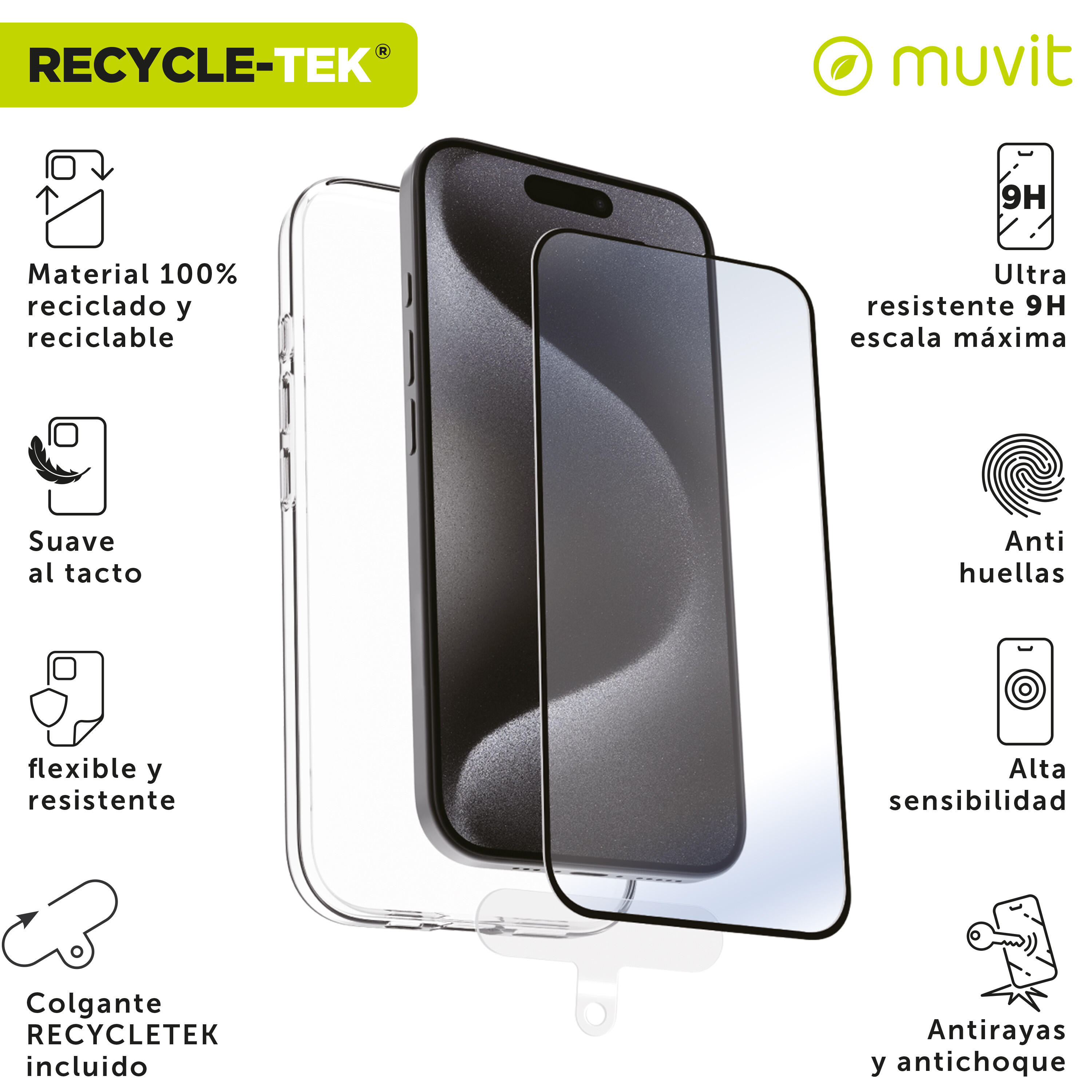 Funda compatible con Apple iPhone 16 Pro Max + protector de pantalla marco negro 2/4