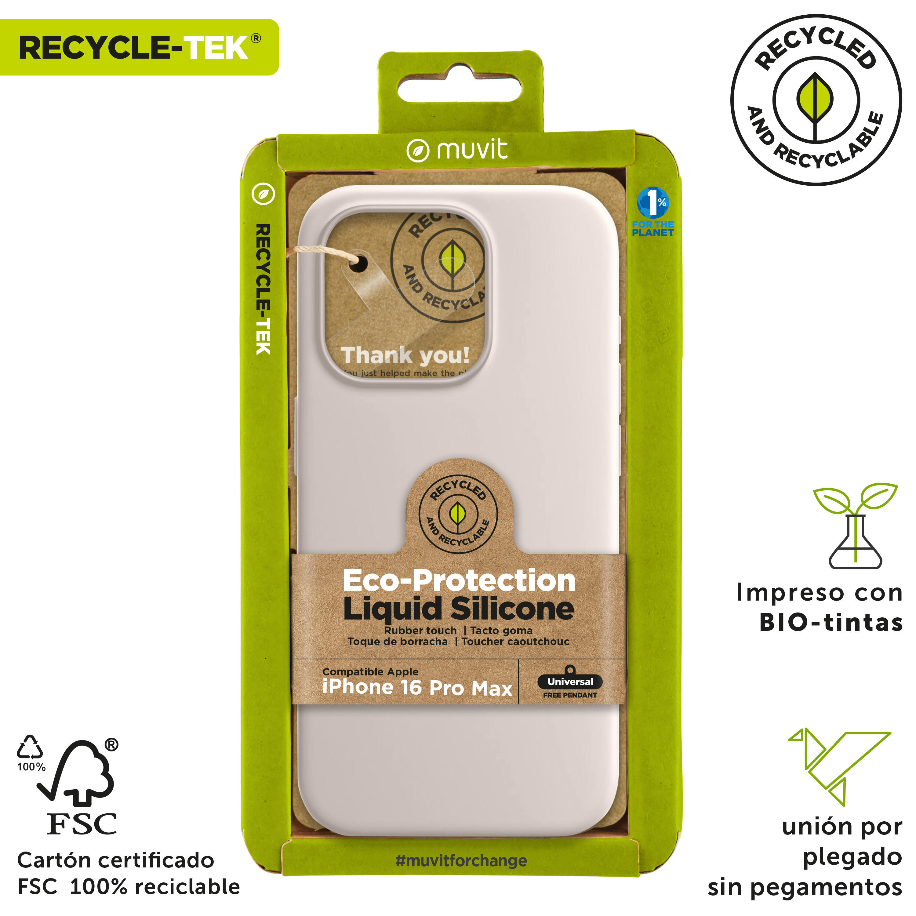 Funda recycletek Liquid Silicone compatible con Apple iPhone 16 Pro Max nude 4/4