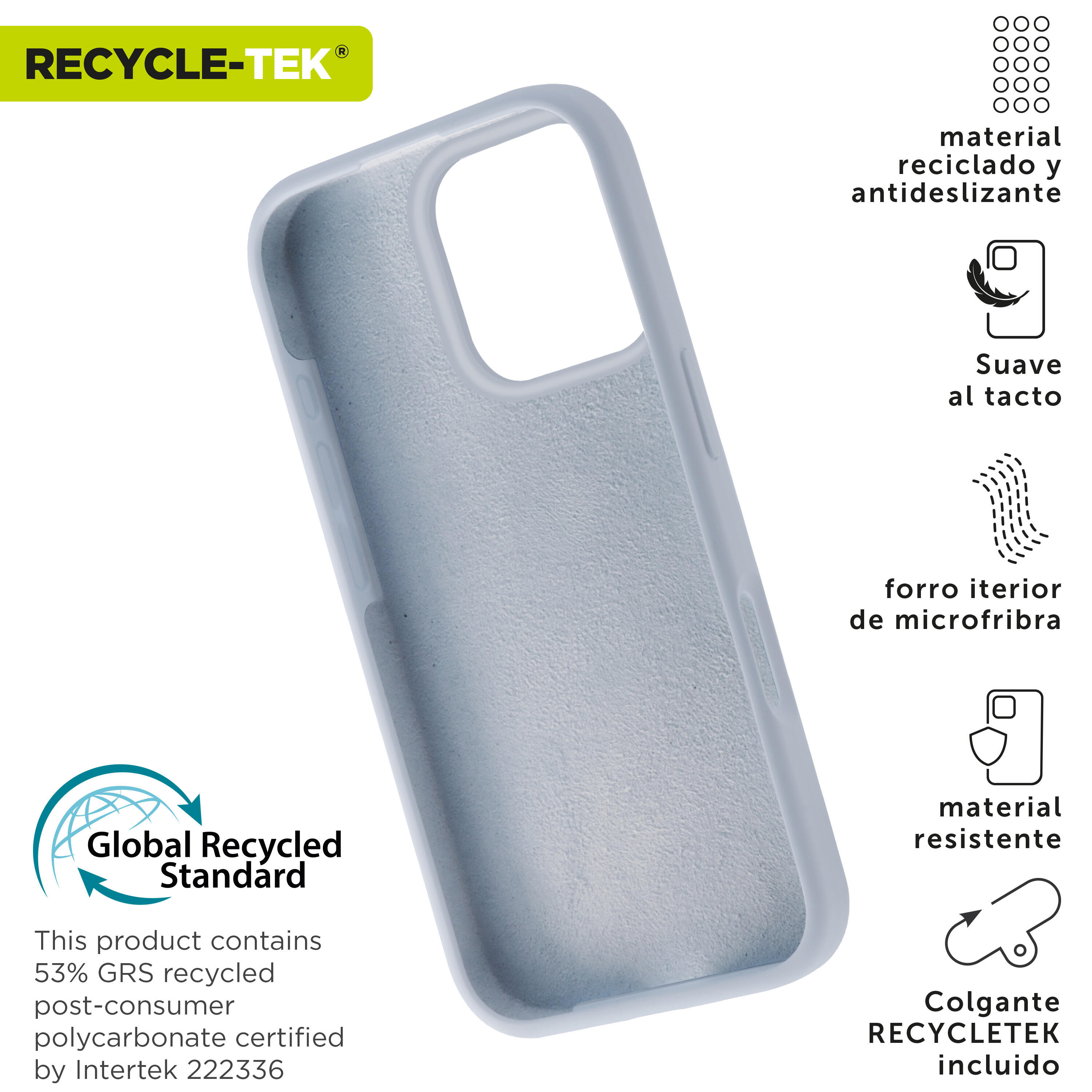 Funda recycletek Liquid Silicone compatible con Apple iPhone 16 Pro azul cielo 2/4