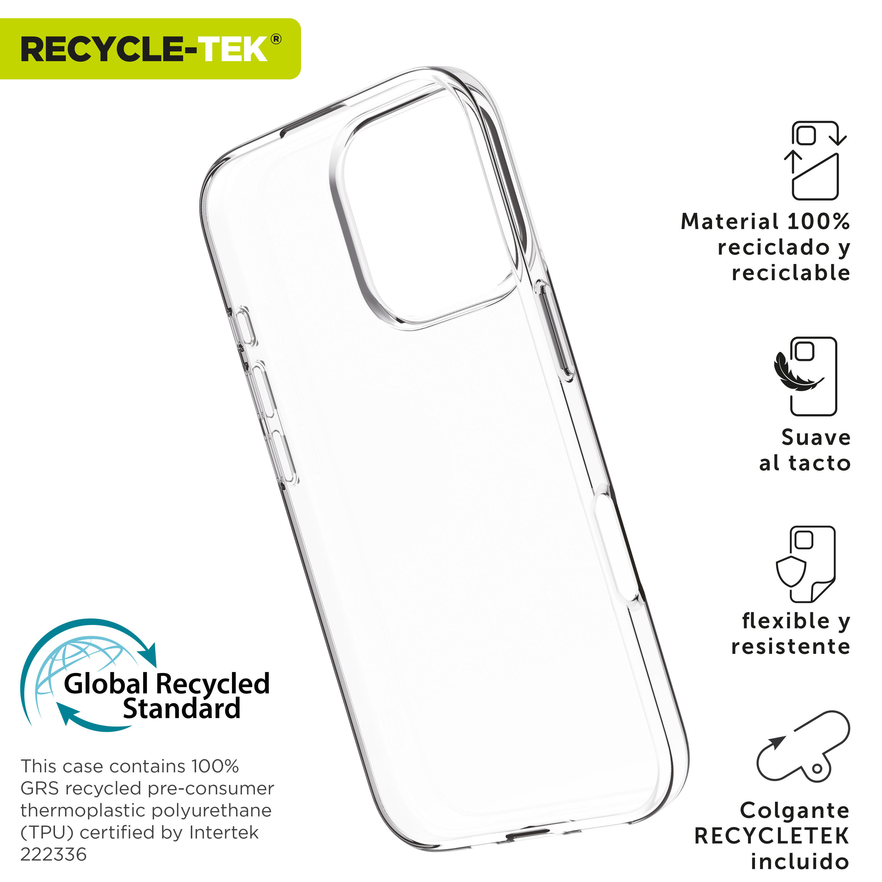 Funda recycletek compatible con Apple iPhone 16 Pro Max transparente 2/4