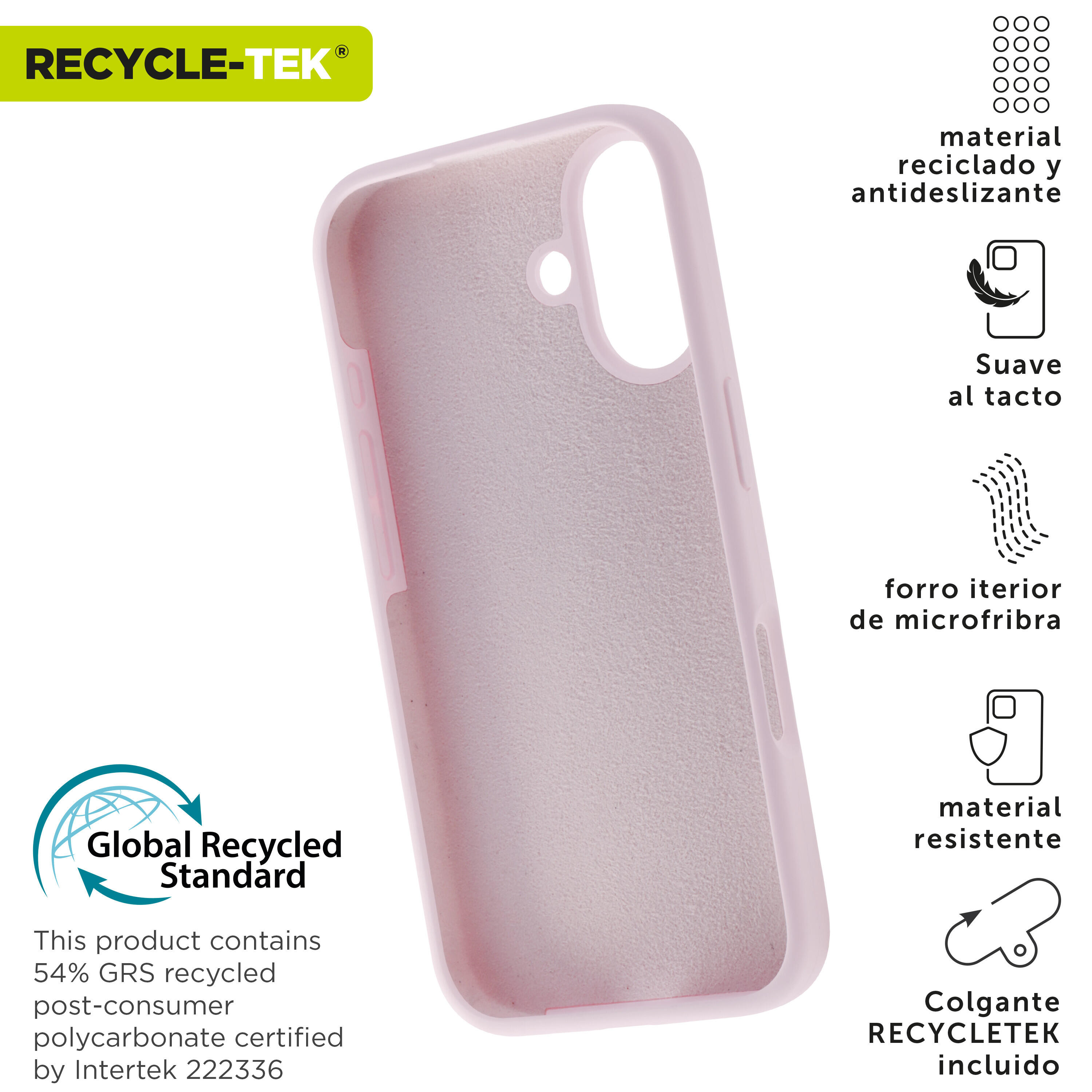Funda recycletek Liquid Silicone compatible con Apple iPhone 16 rosa 2/4