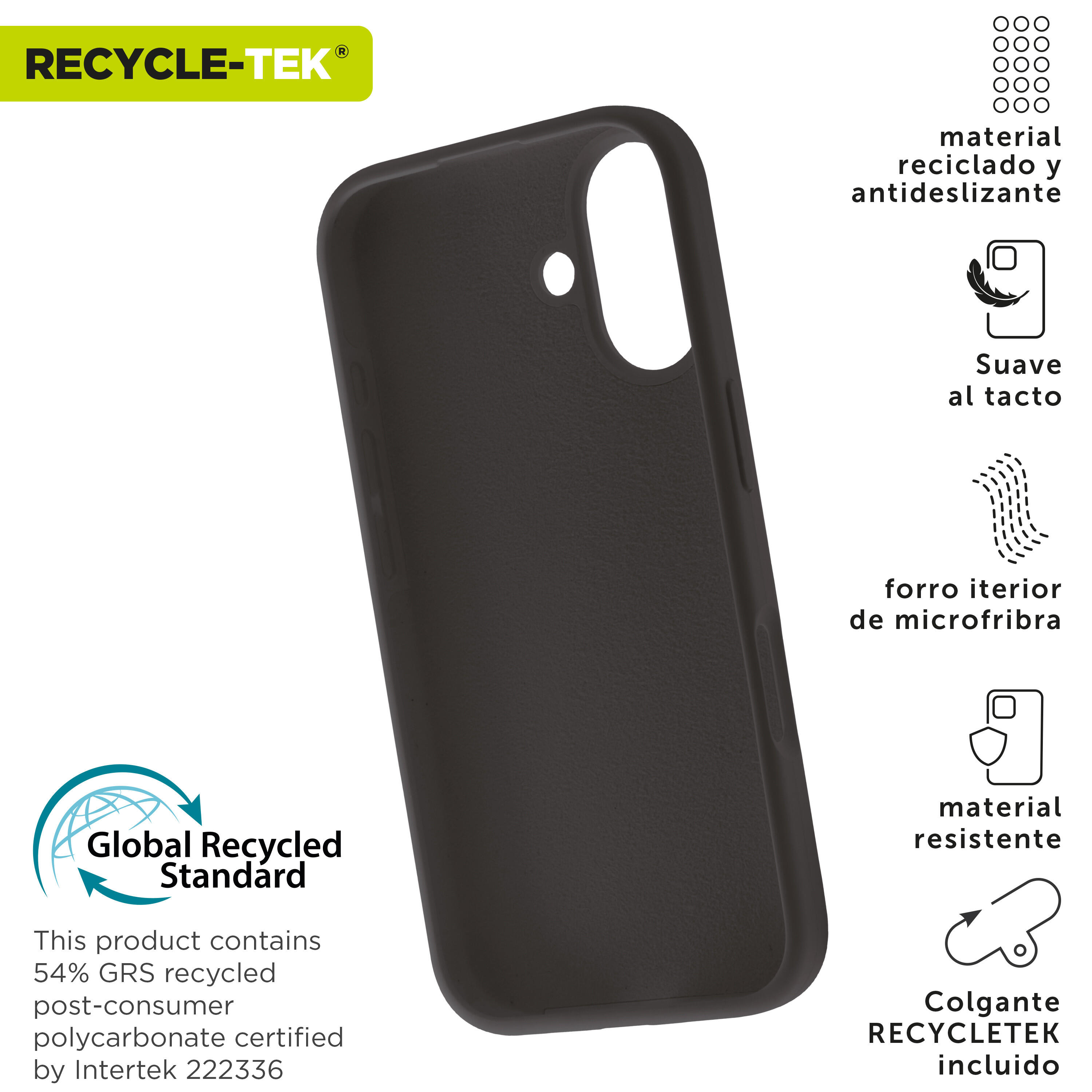 Funda recycletek Liquid Silicone compatible con Apple iPhone 16 negra 2/4