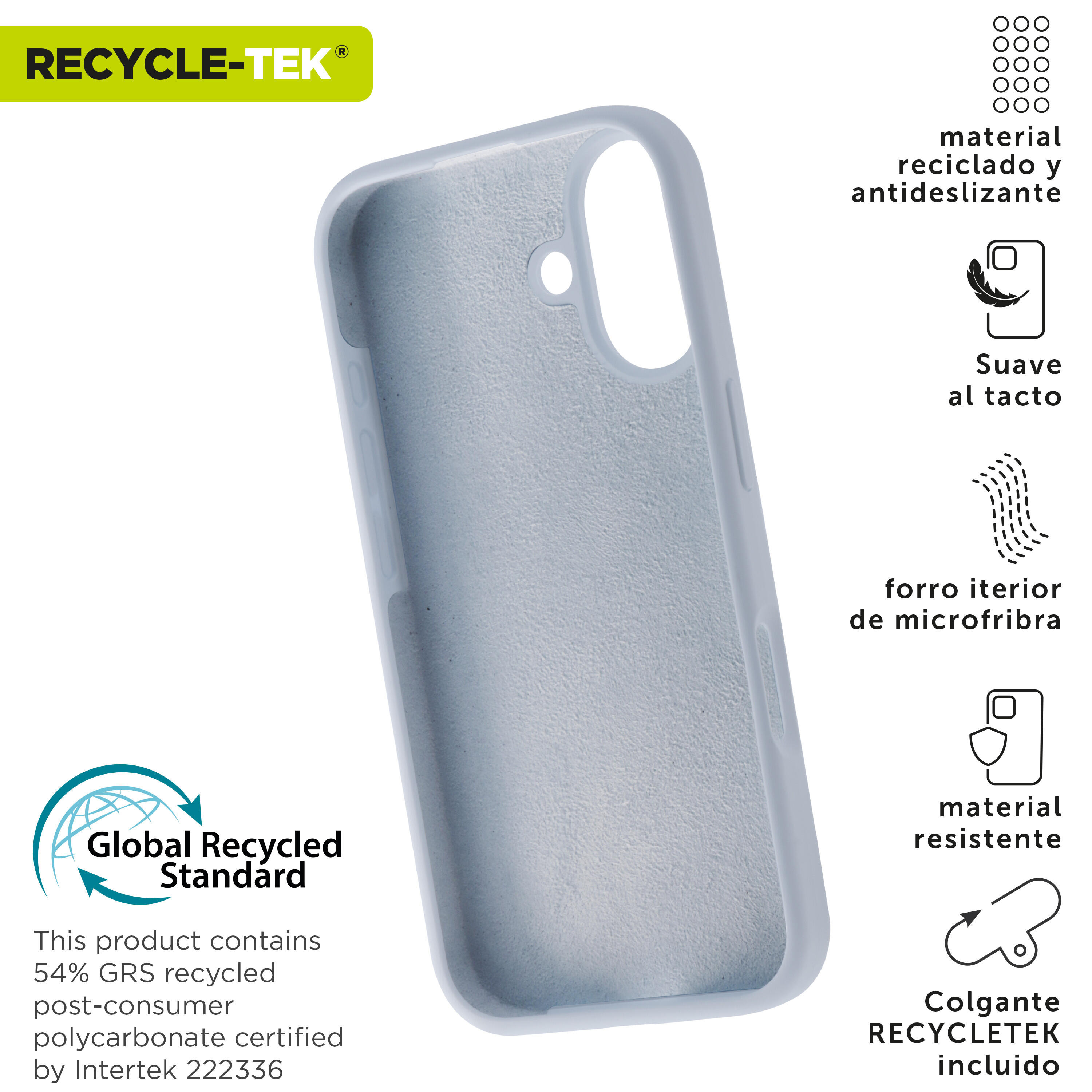 Funda recycletek Liquid Silicone compatible con Apple iPhone 16 azul cielo 2/4