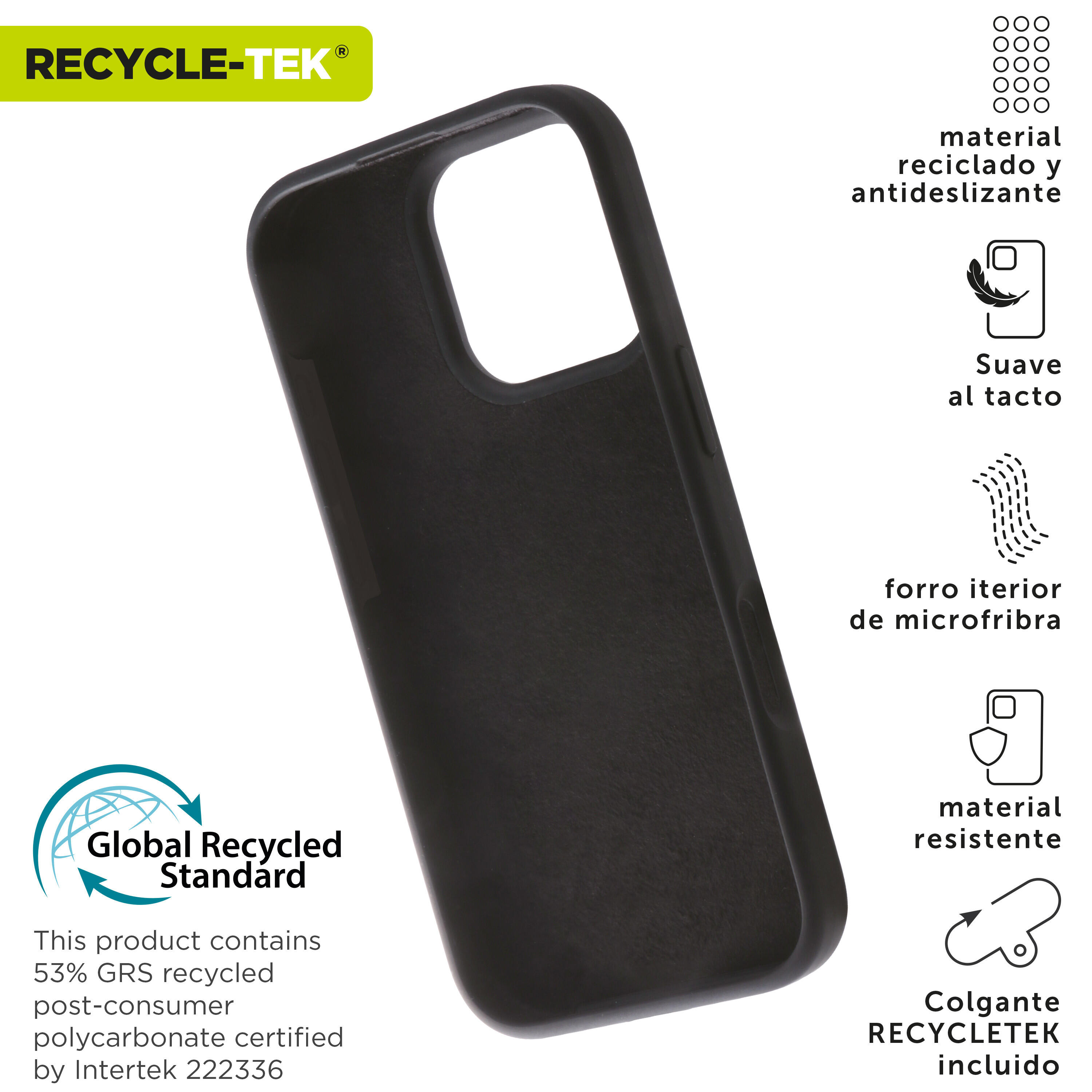 Funda recycletek Liquid Silicone compatible con Apple iPhone 16 Pro negra 2/4