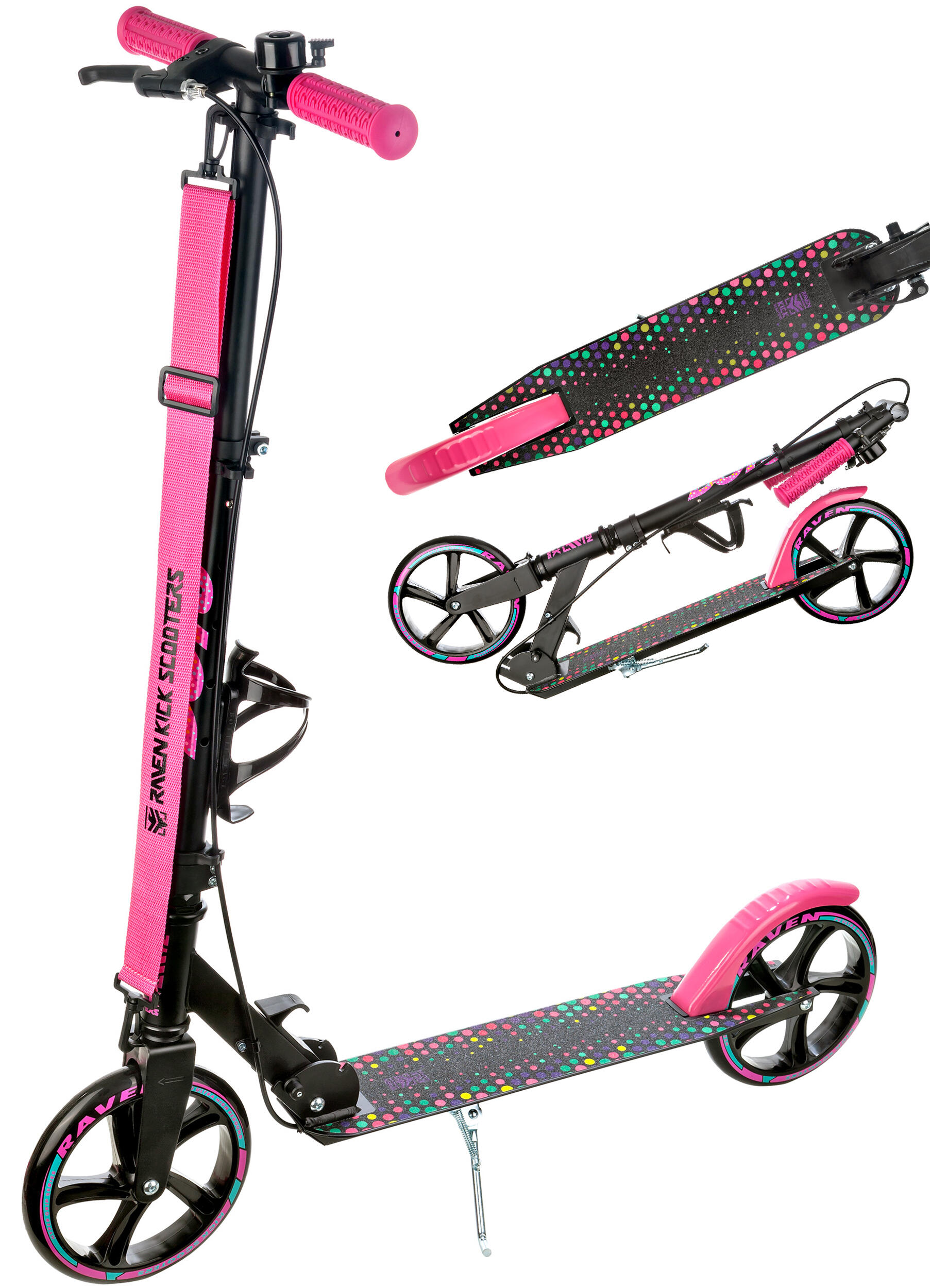 Trotinete dots mulher menina preto 200mm raven