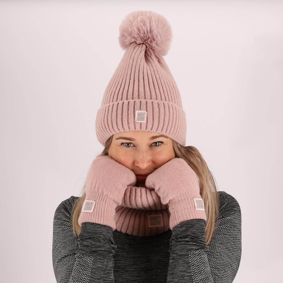 Thermo set Dames handschoenen/muts Roze One Size 2/6