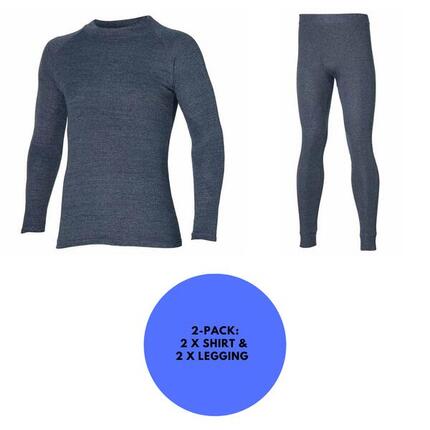 Heatkeeper - Thermo set heren - 2 x Shirt/Broek - Heren Antraciet - 2-Pack