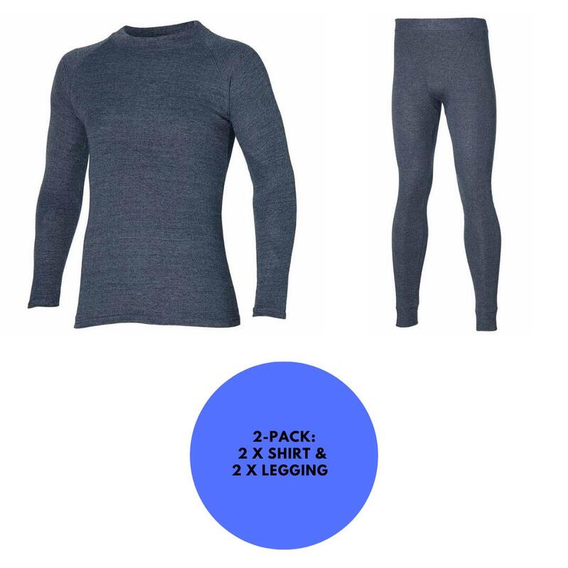 Heatkeeper - Thermo set heren - 2 x Shirt/Broek - Heren Antraciet - 2-Pack