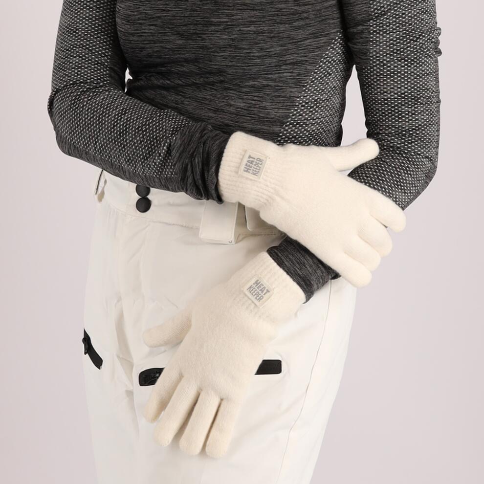 Thermo set Dames handschoenen/muts Off White One Size 3/6