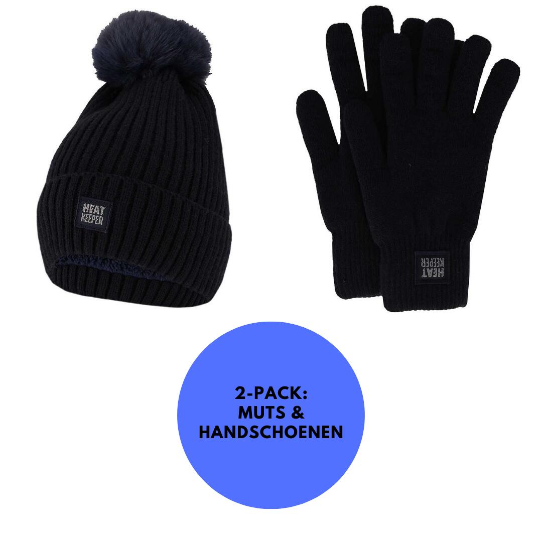 HEAT KEEPER Thermo-Set Damenhandschuhe/Mütze – Marineblau – Einheitsgröße