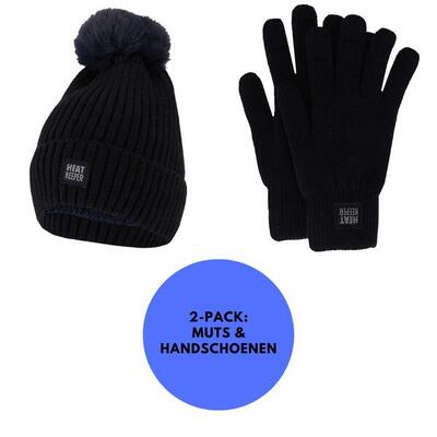 Thermo set dames handschoenen/muts - navy - onesize