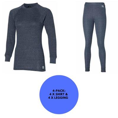 Thermobroek/shirt dames - set antraciet - 4 x broek/shirt - 4-pack